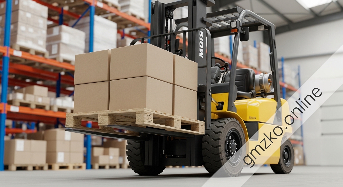 Forklift lifting another forklift during heavy equipment recovery operation at construction site